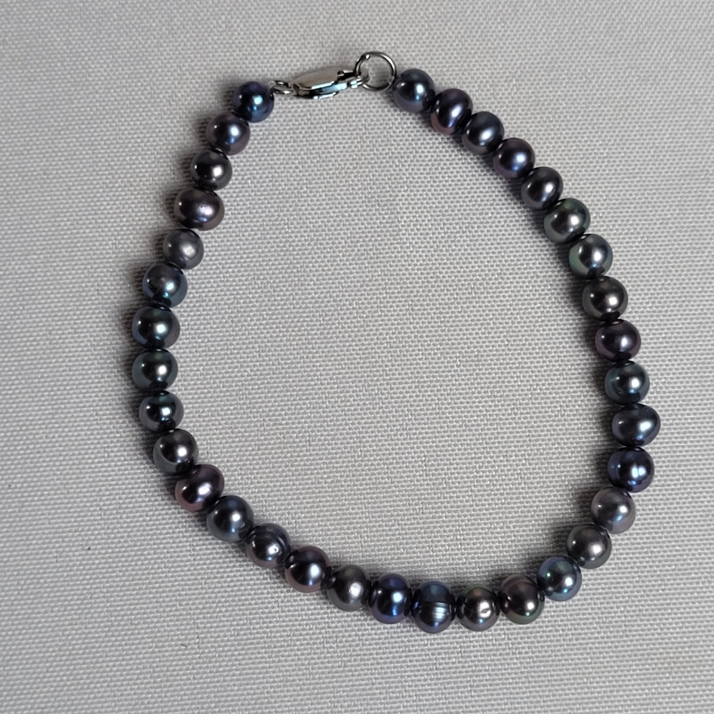 Gorgeous Real Pearl Metallic Colors Bracelet 925 Sterling Silver Clasp